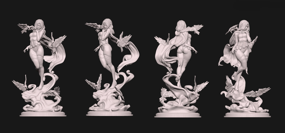 Raven SFW/NSFW Sculpture(75mm to 500mm) - Unassembled/Unpainted/3D Print