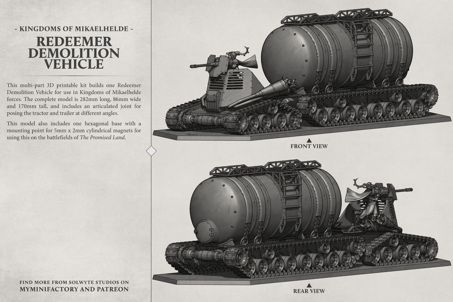 Kingdoms of Mikaelhelde - Redeemer Demolition Vehicle - Tank - TTRPG - Wargaming - Grimdark