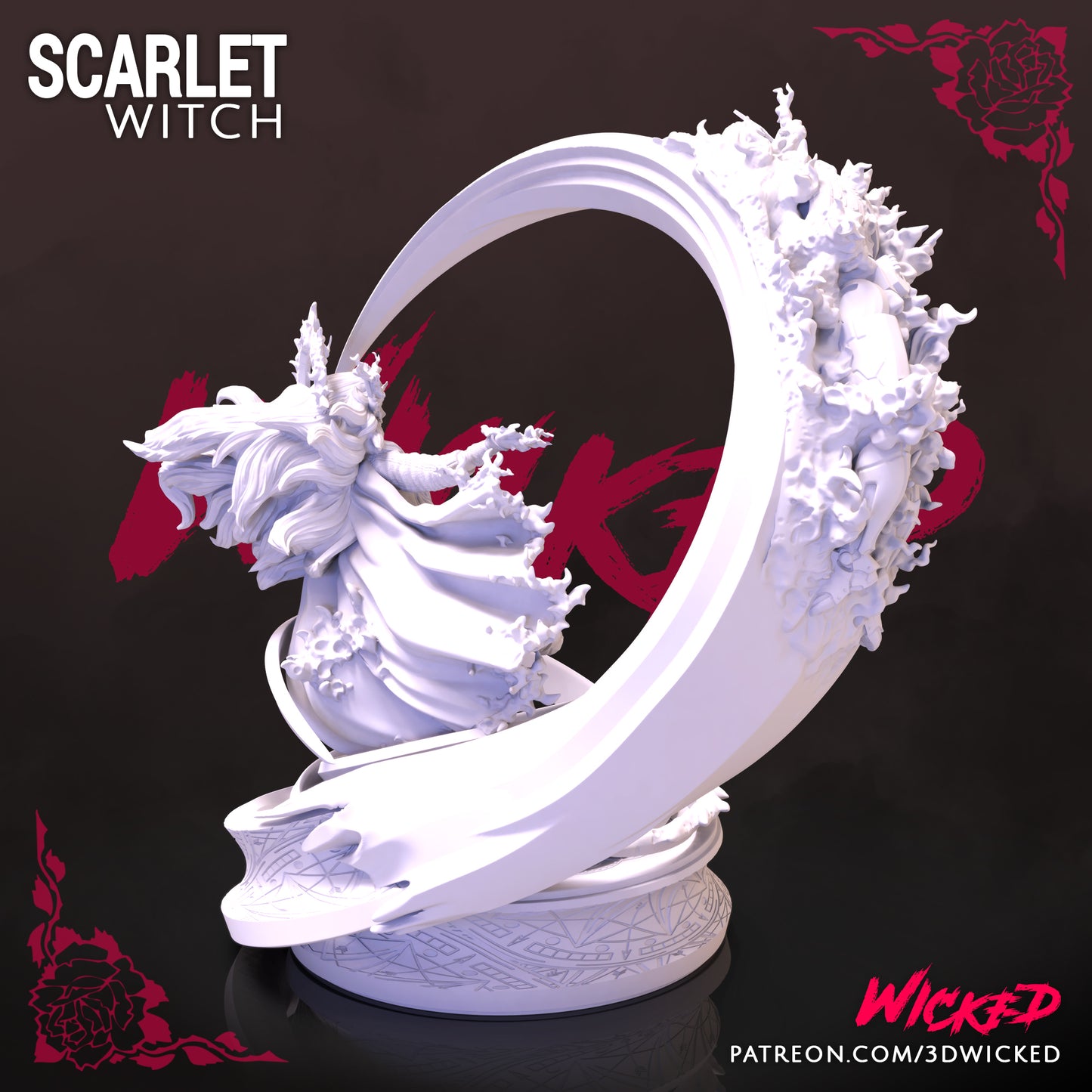 Scarlet Witch - Marvel Universe - The Avengers - MCP - by Wicked 3D- Tabletop RPG Miniature - Roleplaying 3D Printed Fantasy Mini