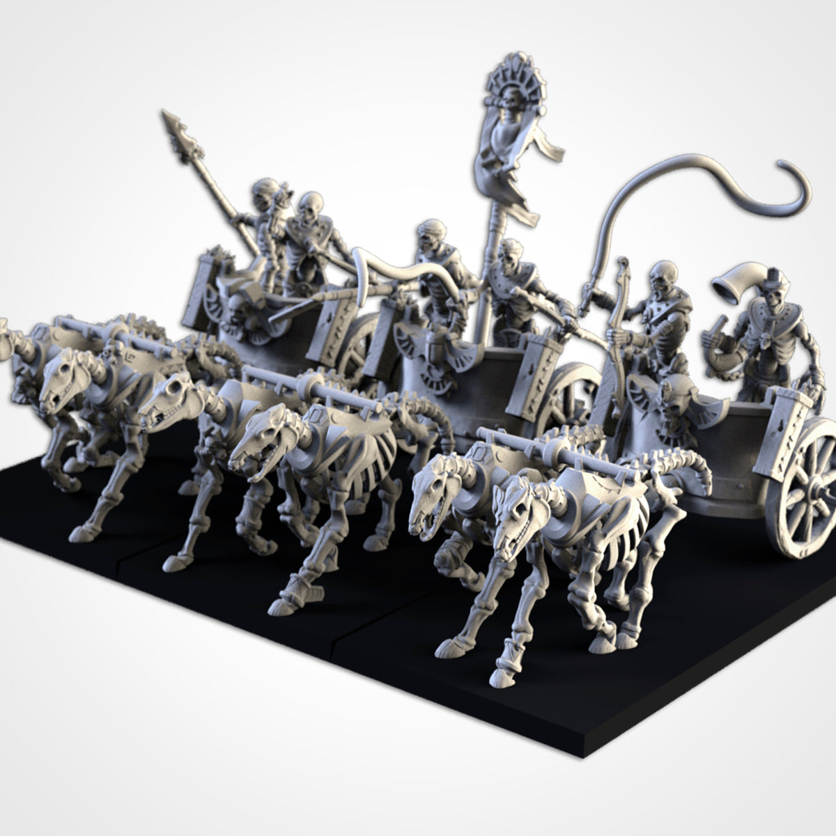 Skeletons Chariots - Undead - by Txarli Factory- Tabletop RPG Miniature - Roleplaying 3D Printed Fantasy Mini