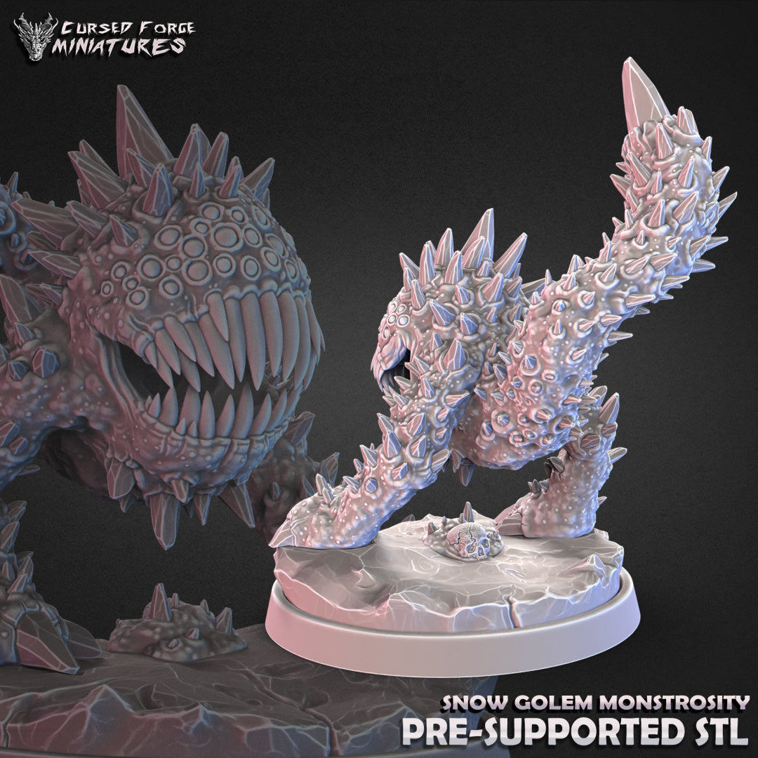 Snow Golem Monstrosity - RPG Miniatures - by Cursed Forge - Tabletop RPG Miniature - Roleplaying 3D Printed Fantasy Mini