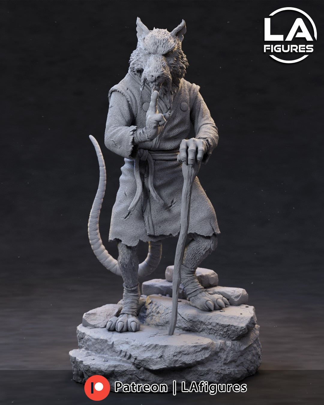 Splinter Sculpt - TMNT - by LA Figures- Tabletop RPG Miniature - Roleplaying 3D Printed Fantasy Mini