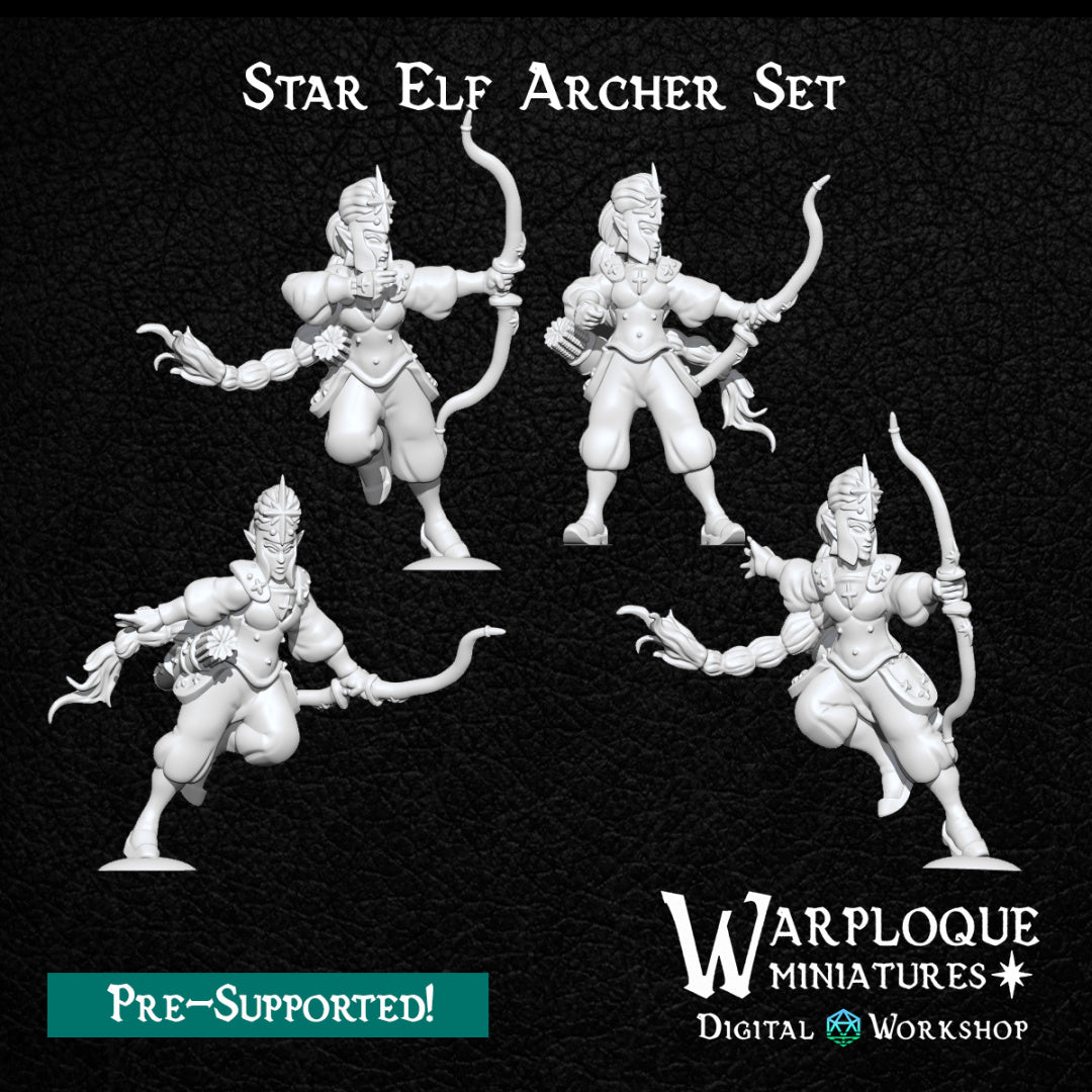 Star Elf Archers - Dungeons and Dragons - by Warp Minis- Tabletop RPG Miniature - Roleplaying 3D Printed Fantasy Mini