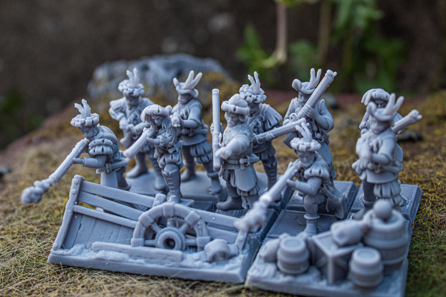 The Arquebusiers Unit - by Highland Miniatures- Tabletop RPG Miniature - Roleplaying 3D Printed Fantasy Mini