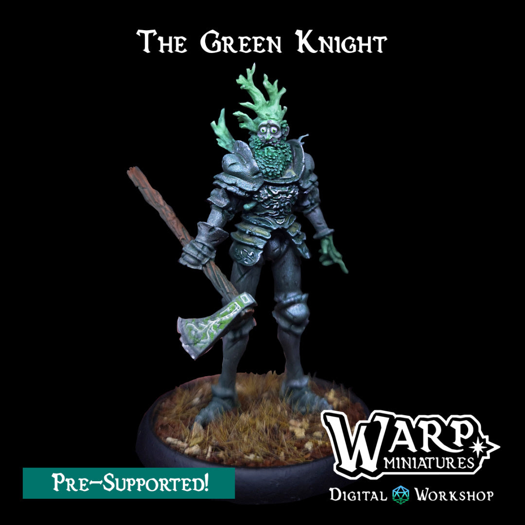 The Green Knight - Dungeons and Dragons - by Warp Minis- Tabletop RPG Miniature - Roleplaying 3D Printed Fantasy Mini