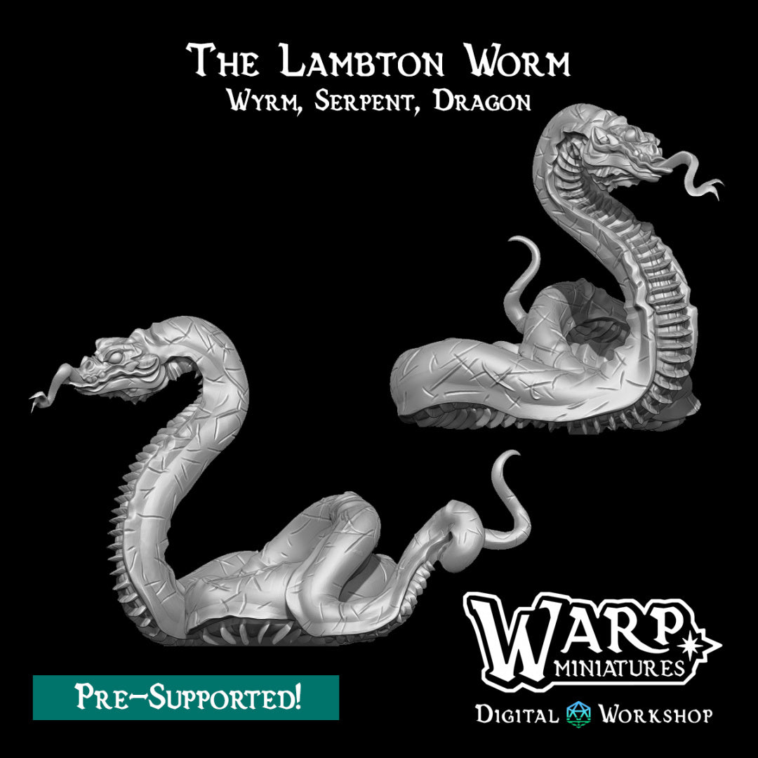 The Lambton Worm - Dungeons and Dragons - by Warp Minis- Tabletop RPG Miniature - Roleplaying 3D Printed Fantasy Mini