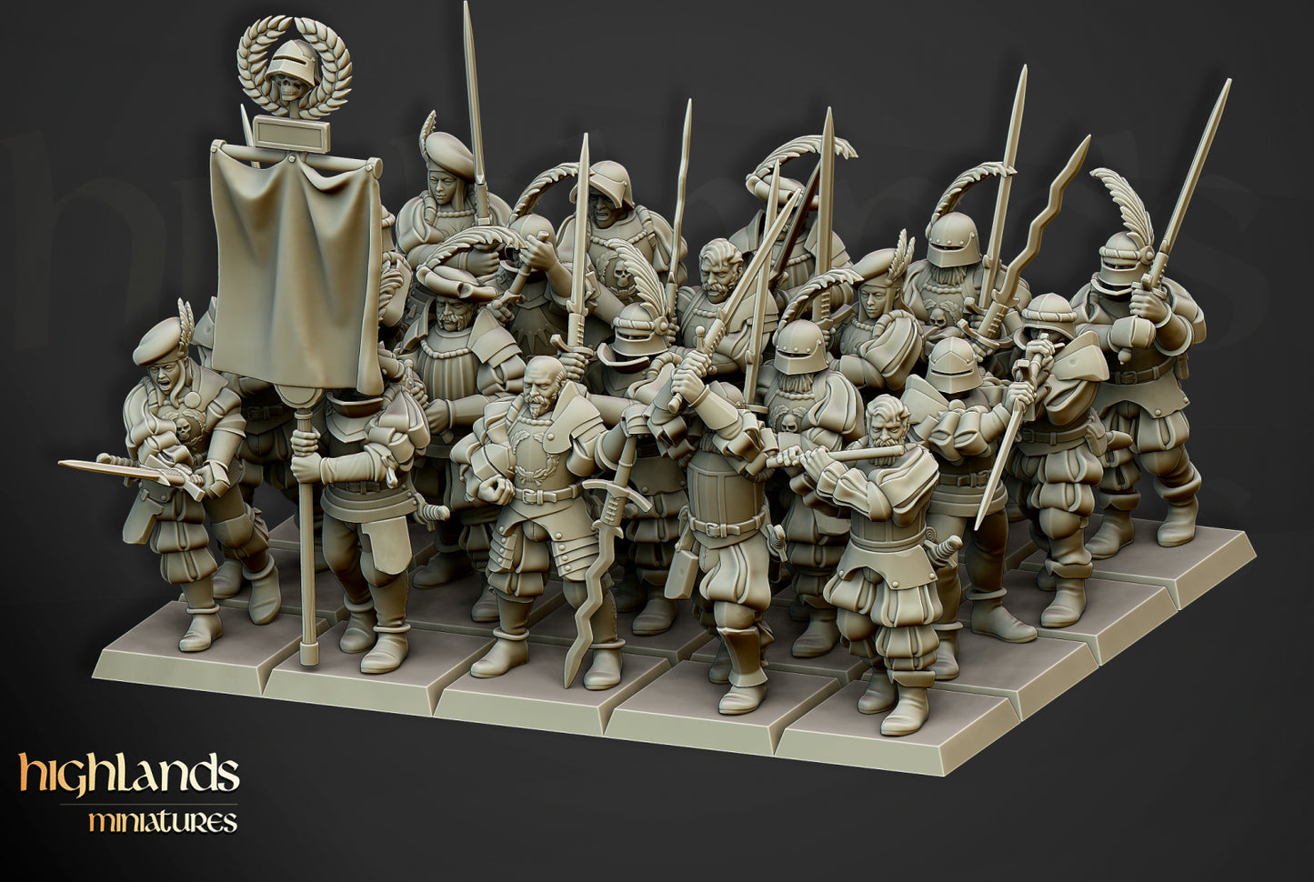 The Landsknechts of Soltau - Empire Soldiers - by Highland Miniatures- Tabletop RPG Miniature - Roleplaying 3D Printed Fantasy Mini