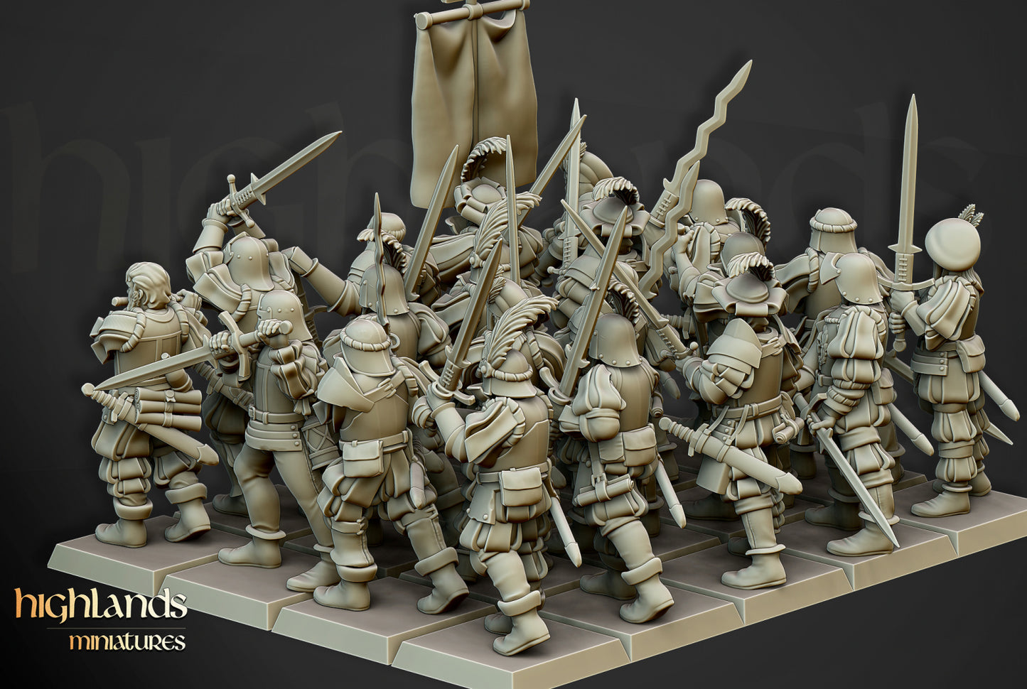 The Landsknechts of Soltau - Empire Soldiers - by Highland Miniatures- Tabletop RPG Miniature - Roleplaying 3D Printed Fantasy Mini