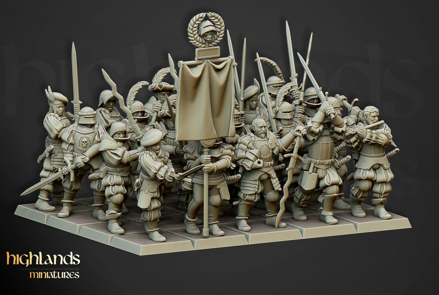 The Landsknechts of Soltau - Empire Soldiers - by Highland Miniatures- Tabletop RPG Miniature - Roleplaying 3D Printed Fantasy Mini
