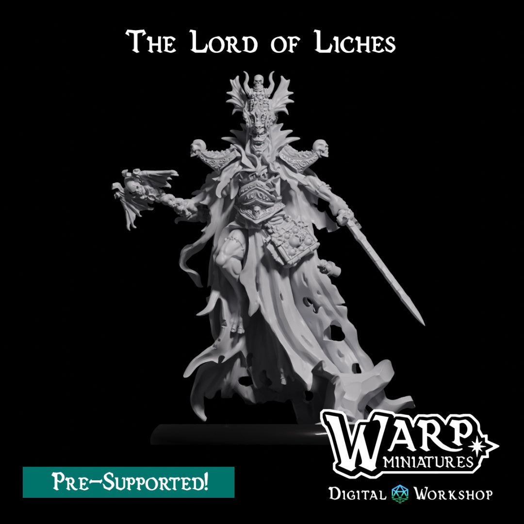 The Lord of Liches - Dungeons and Dragons - by Warp Minis- Tabletop RPG Miniature - Roleplaying 3D Printed Fantasy Mini