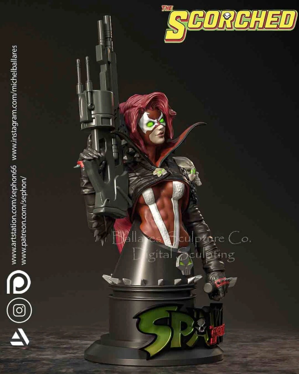 The Scorched Bust - Spawn - by Creative Geek - Tabletop RPG Miniature - Roleplaying 3D Printed Fantasy Mini