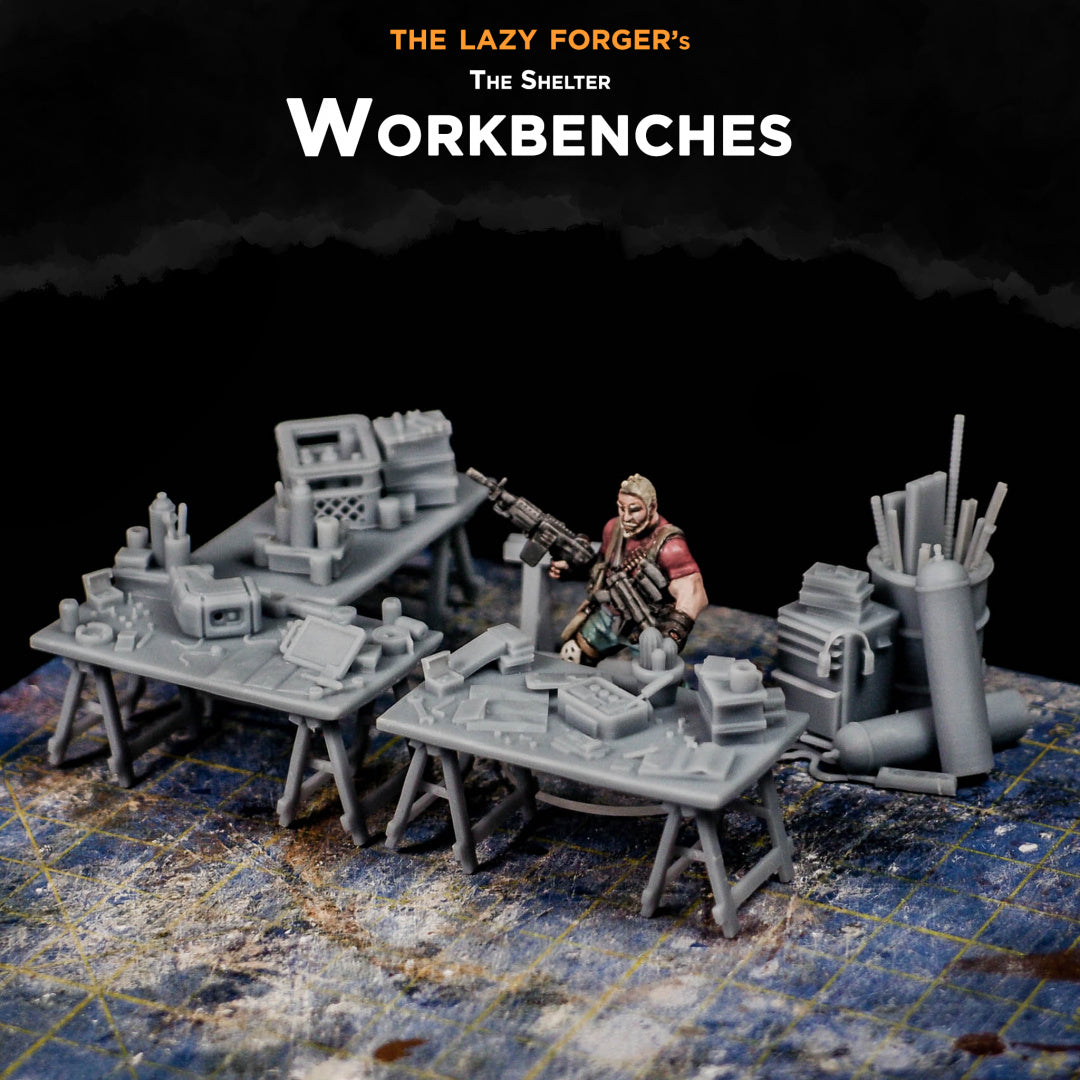 The Shelter - Workbenches - Scatter Terrain - by The lazy Forger - Tabletop RPG Miniature - Roleplaying 3D Printed Fantasy Mini