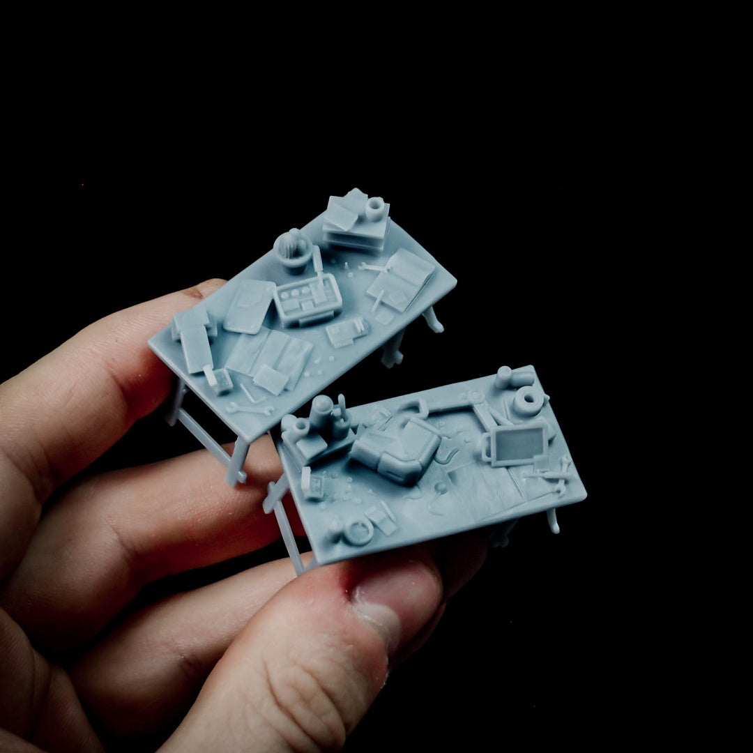 The Shelter - Workbenches - Scatter Terrain - by The lazy Forger - Tabletop RPG Miniature - Roleplaying 3D Printed Fantasy Mini
