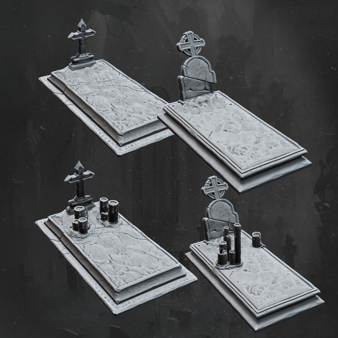 Tombstones - Dungeons and Dragons - Lord of the Rings - RPG Miniatures - by Monolith Arts - Tabletop RPG Miniature - Roleplaying 3D Printed Fantasy Mini