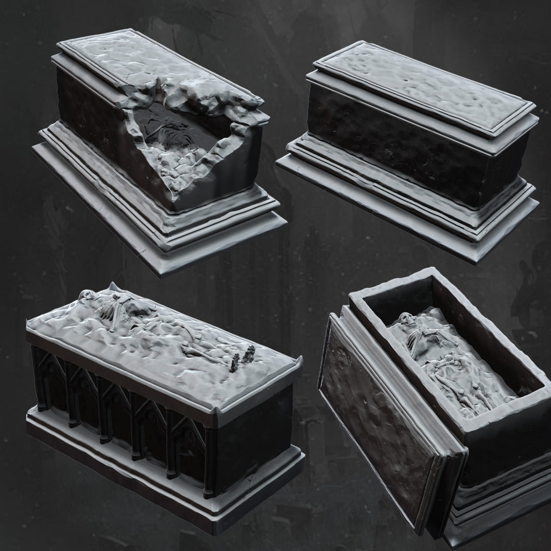 Tombstones - Dungeons and Dragons - Lord of the Rings - RPG Miniatures - by Monolith Arts - Tabletop RPG Miniature - Roleplaying 3D Printed Fantasy Mini