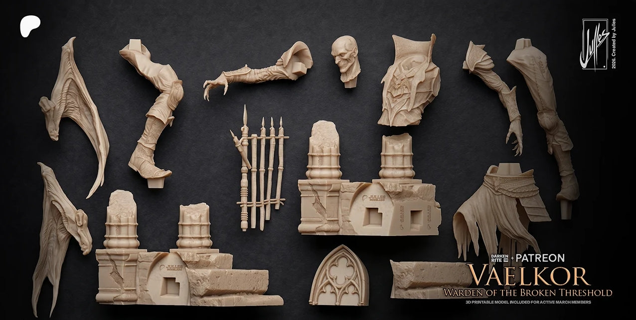 Vaelkor: Warden of the Broken Threshold Sculpture (75mm to 500mm) - Unassembled/Unpainted/3D Print