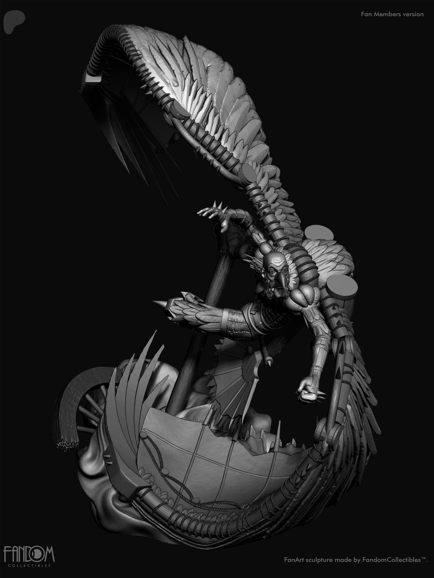 Vulture Sculpture (75mm to 500mm) - Unassembled/Unpainted/3D Print