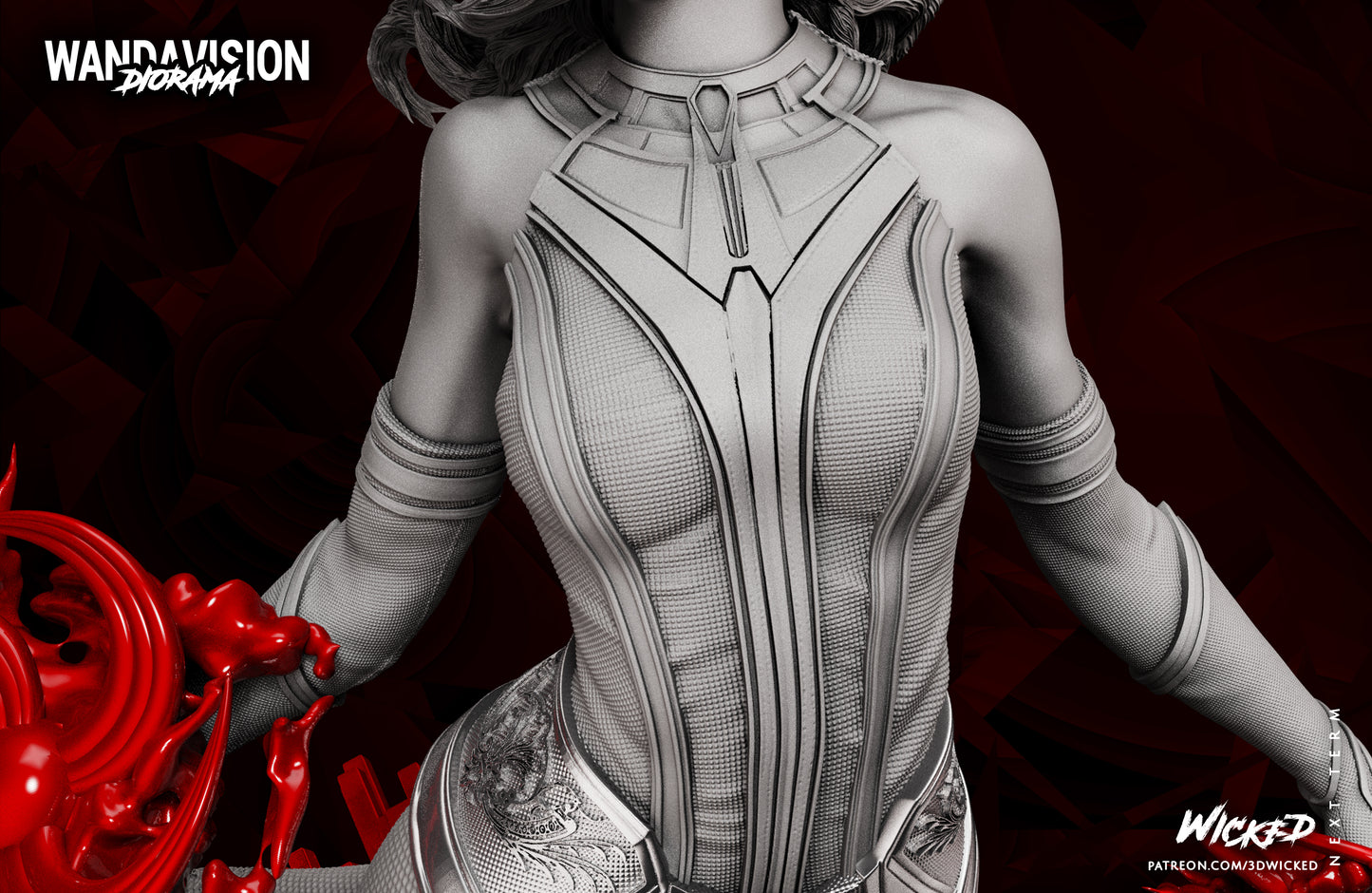 Wanda Sculpture - Marvel Universe - by Wicked 3D- Tabletop RPG Miniature - Roleplaying 3D Printed Fantasy Mini