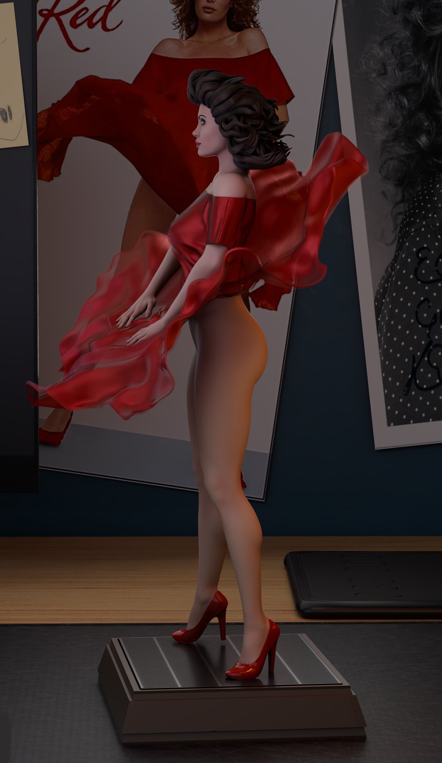 The Woman in Red NSFW Sculpture (75mm to 500mm) - Unassembled/Unpainted/3D Print