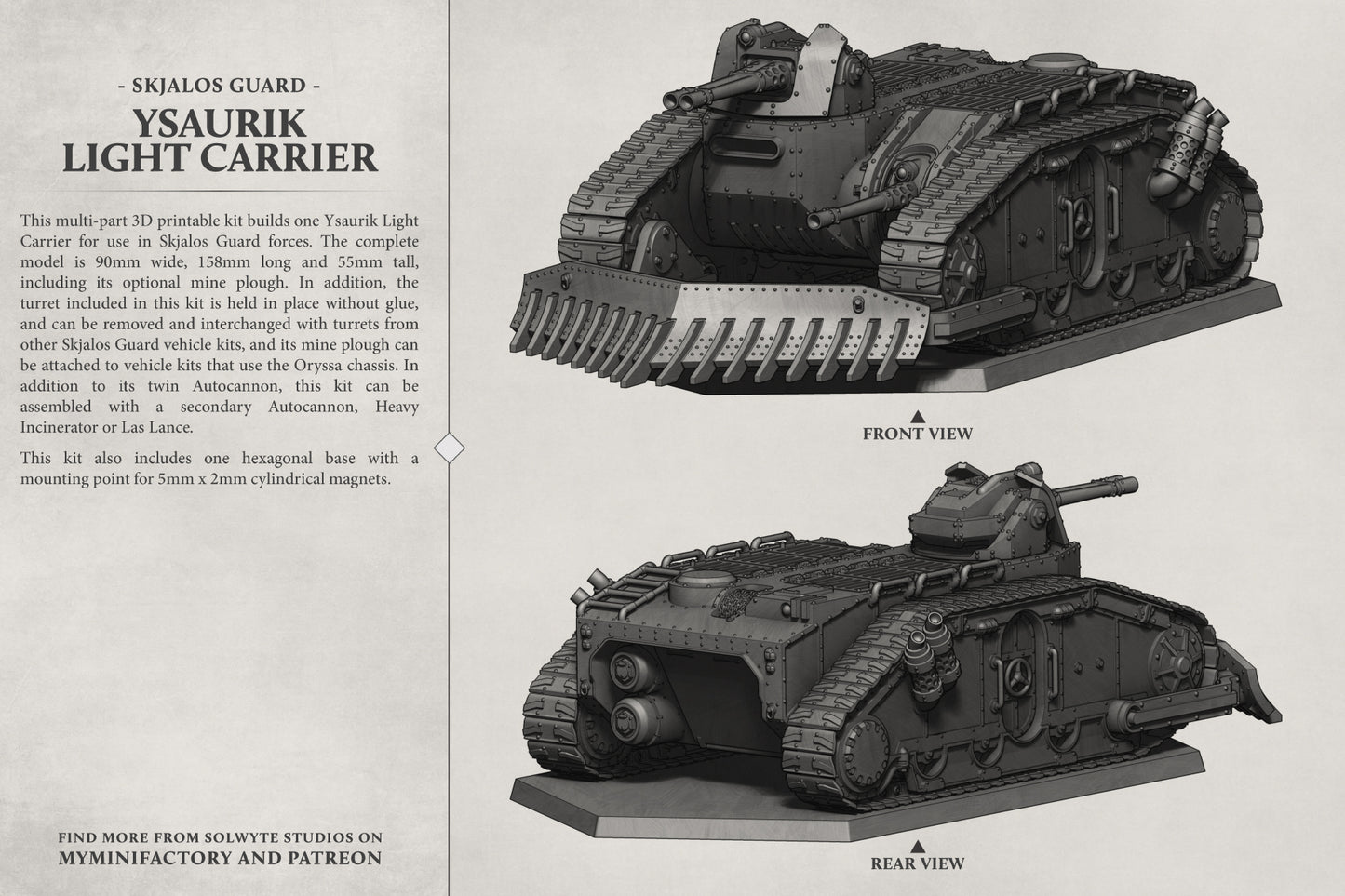 Skjalos Guard - Ysaurik Light Carrier - Tank - TTRPG - Wargaming - Grimdark