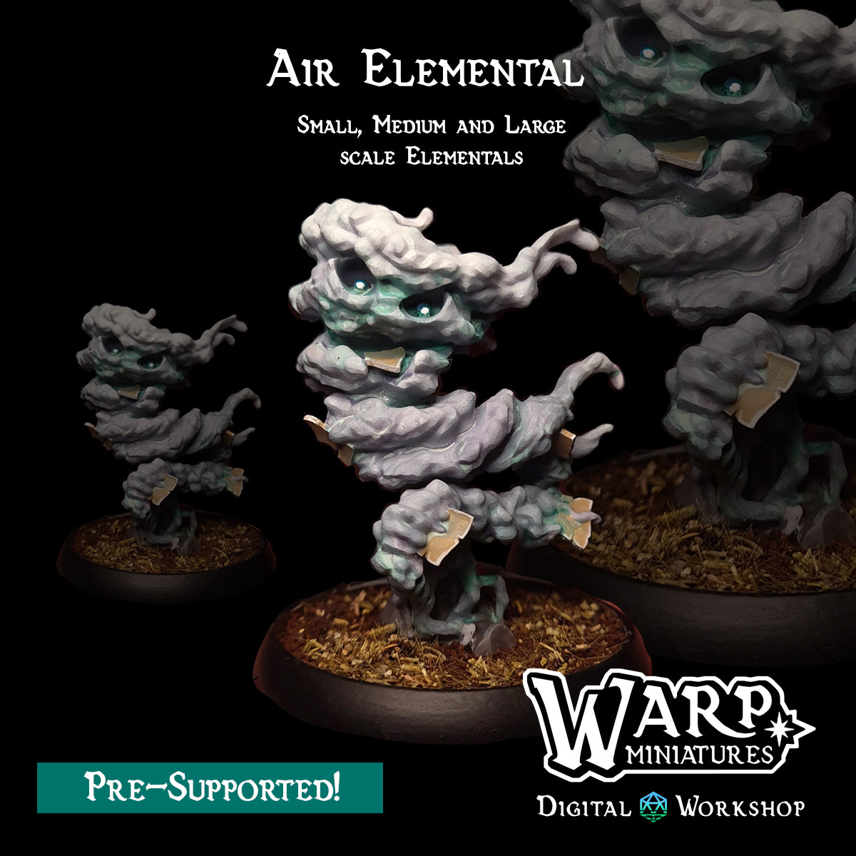Air Elemental (x3) - Small, Medium and Large - TTRPG - Wargaming - Dungeons and Dragons