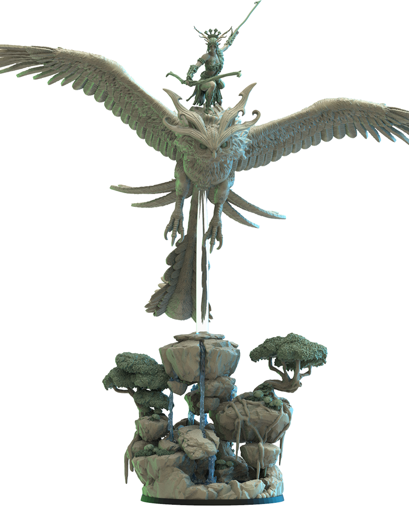 Akina on Giant Fukuro - Wood Elf - TTRPG - Wargaming - Dungeons and Dragons