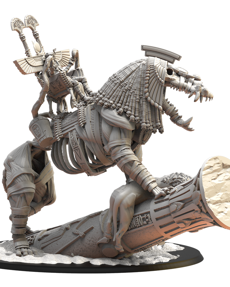 Amenhotep, the Terrible on Ammit - Tomb Kings - Undead - TTRPG - Wargaming- Dungeons and Dragons