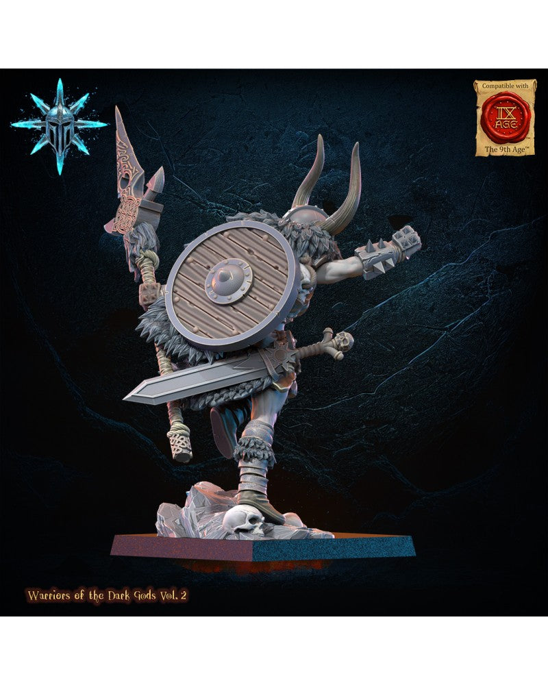 Barbarian Chief with spear/axe - Warriors of the Dark Gods - TTRPG - Wargaming - Dungeons and Dragons