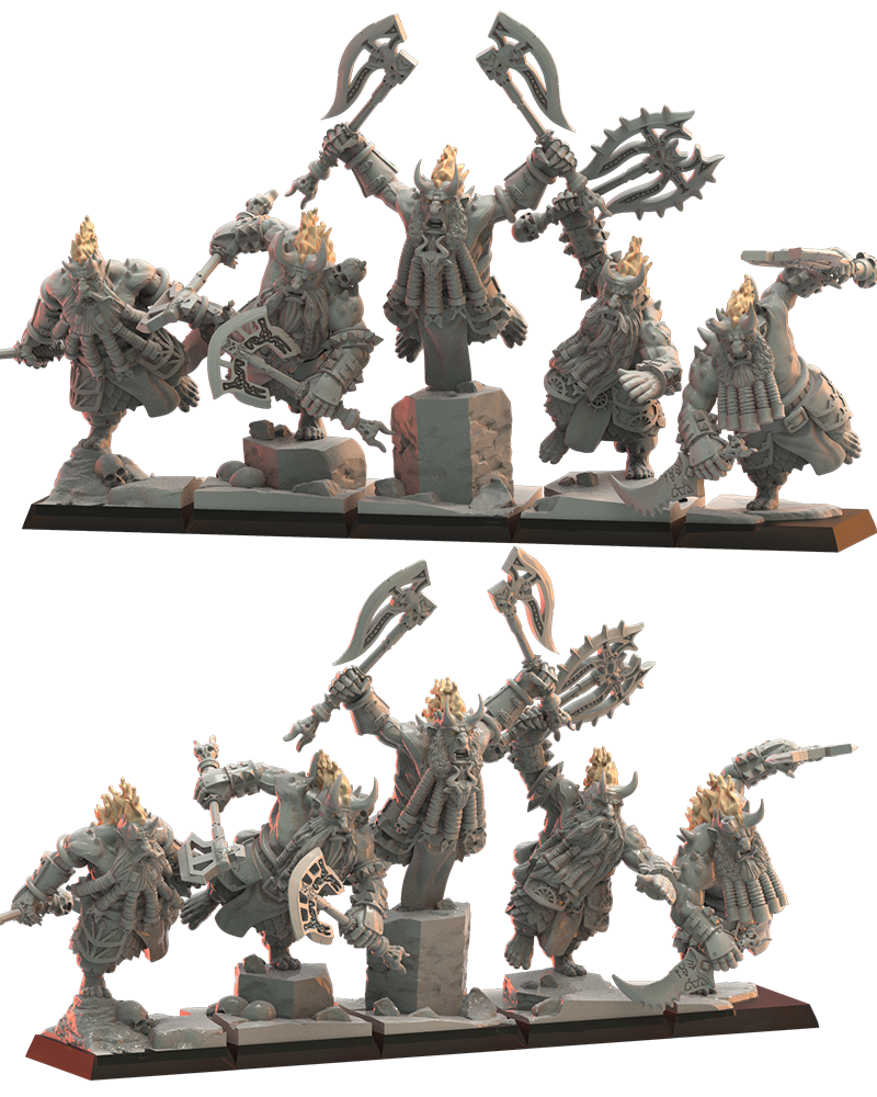 Berserker Unit (x5) - Chaos Dwarves - TTRPG - Wargaming - Dungeons and Dragons