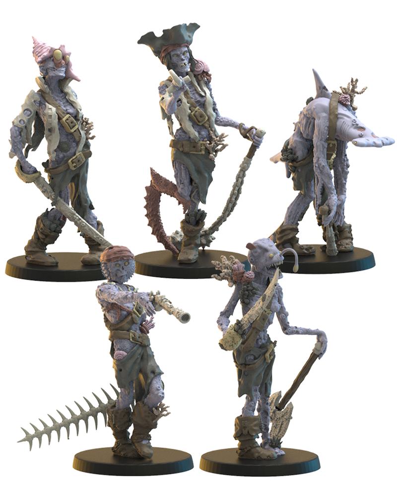 Deep Sea Zombies (x10) - Undead Pirates - TTRPG - Wargaming - Dungeons and Dragons