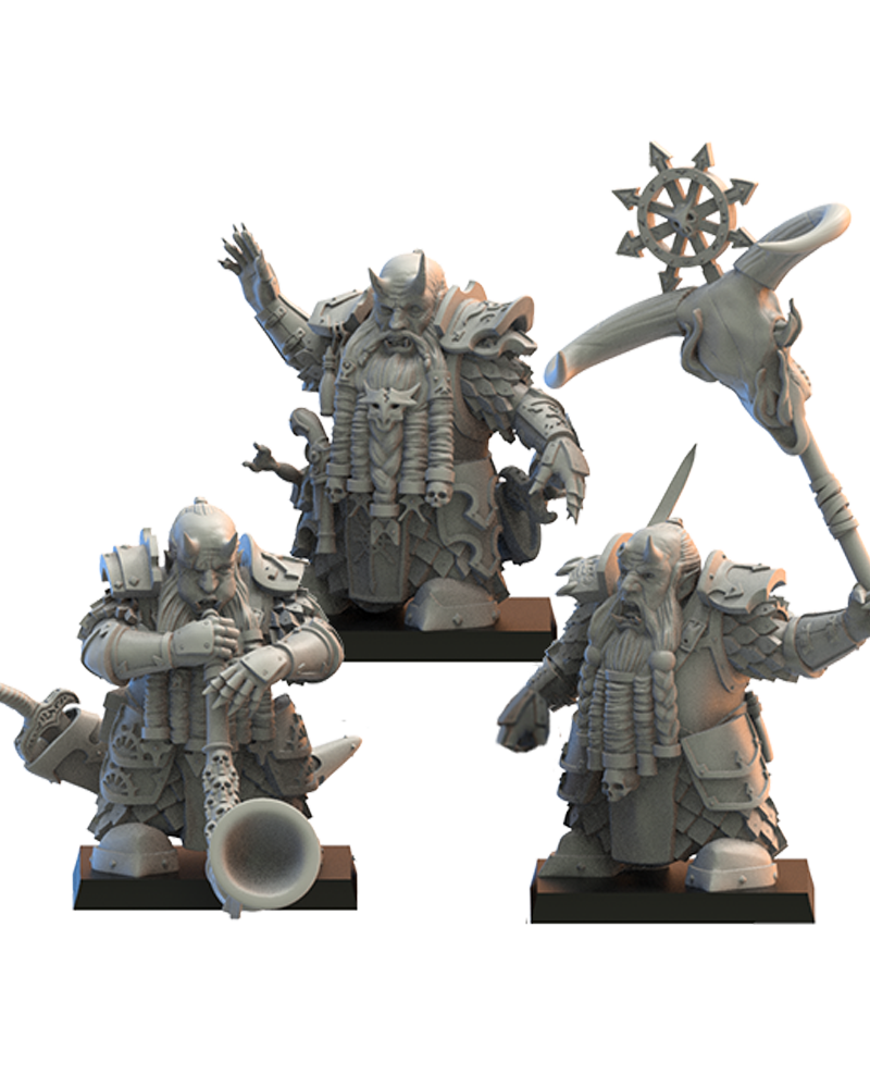 Elite Guard Command Group (x3) - Chaos Dwarves - TTRPG - Wargaming - Dungeons and Dragons