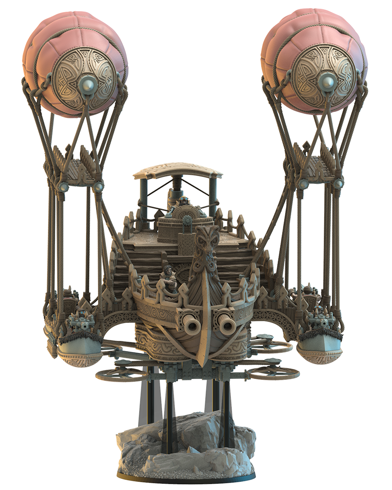 Fugl Airship - Dwarven Airship - Dungeons and Dragons - by Lost Kingdom - Tabletop RPG Miniature - Roleplaying 3D Printed Fantasy Mini