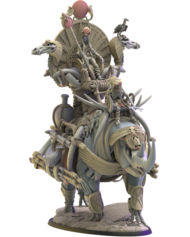 Hathor, Beduin Sorcerer on Rhinoceros - Tomb Kings - Undead - TTRPG - Wargaming - Dungeons and Dragons