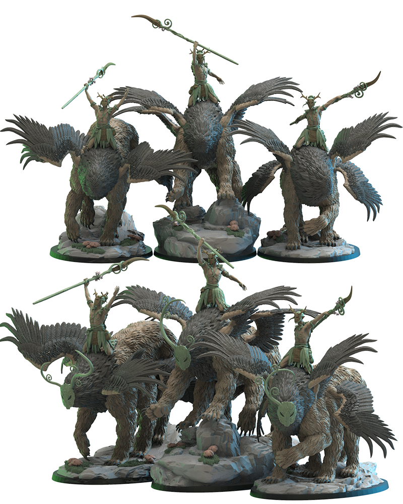 Hundun Riders (x3) - Wood Elves - TTRPG - Wargaming - Dungeons and Dragons