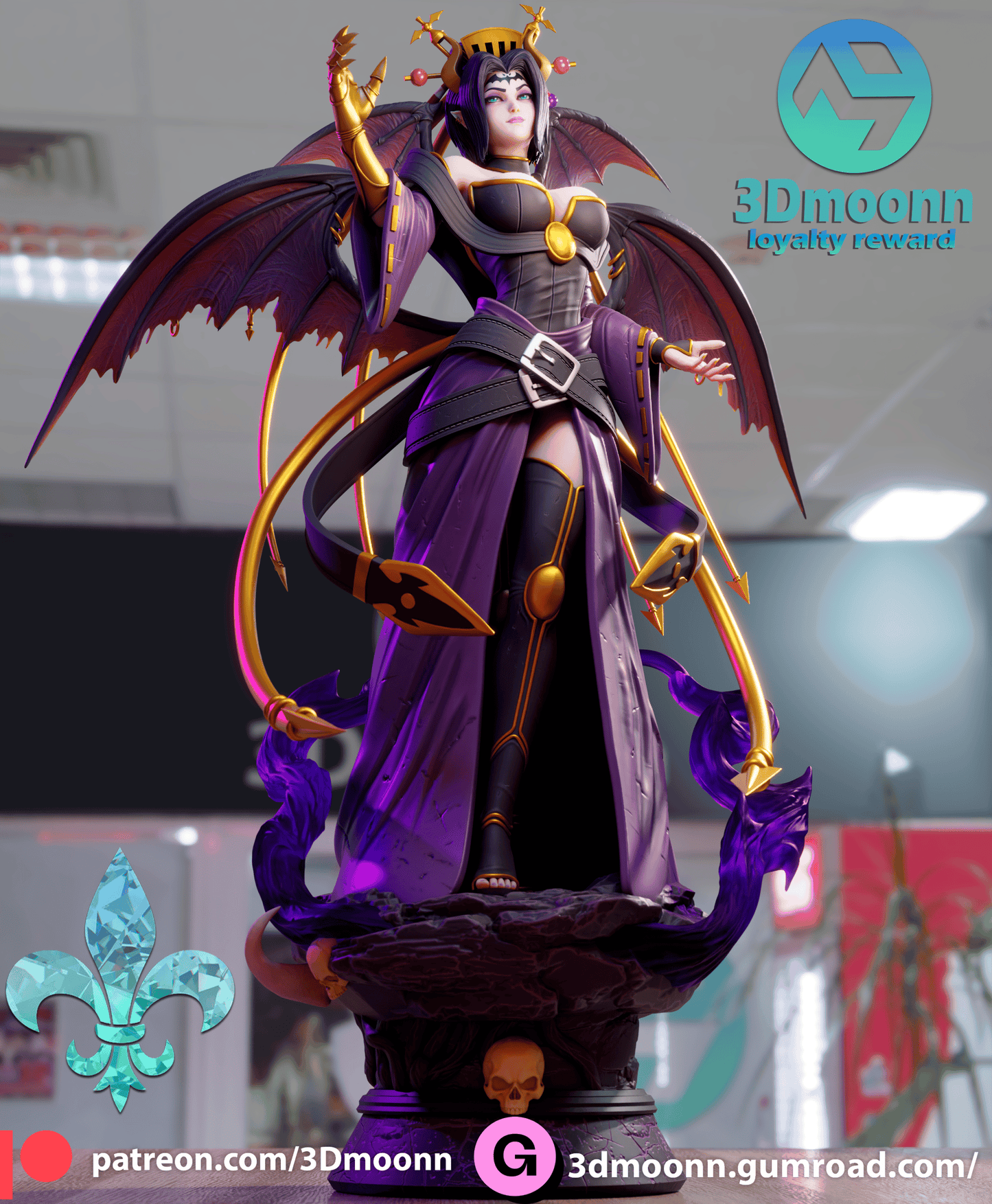 LilithMon Statuette - by 3Dmoonn Miniatures - Tabletop RPG Miniature - Roleplaying 3D Printed Fantasy Mini
