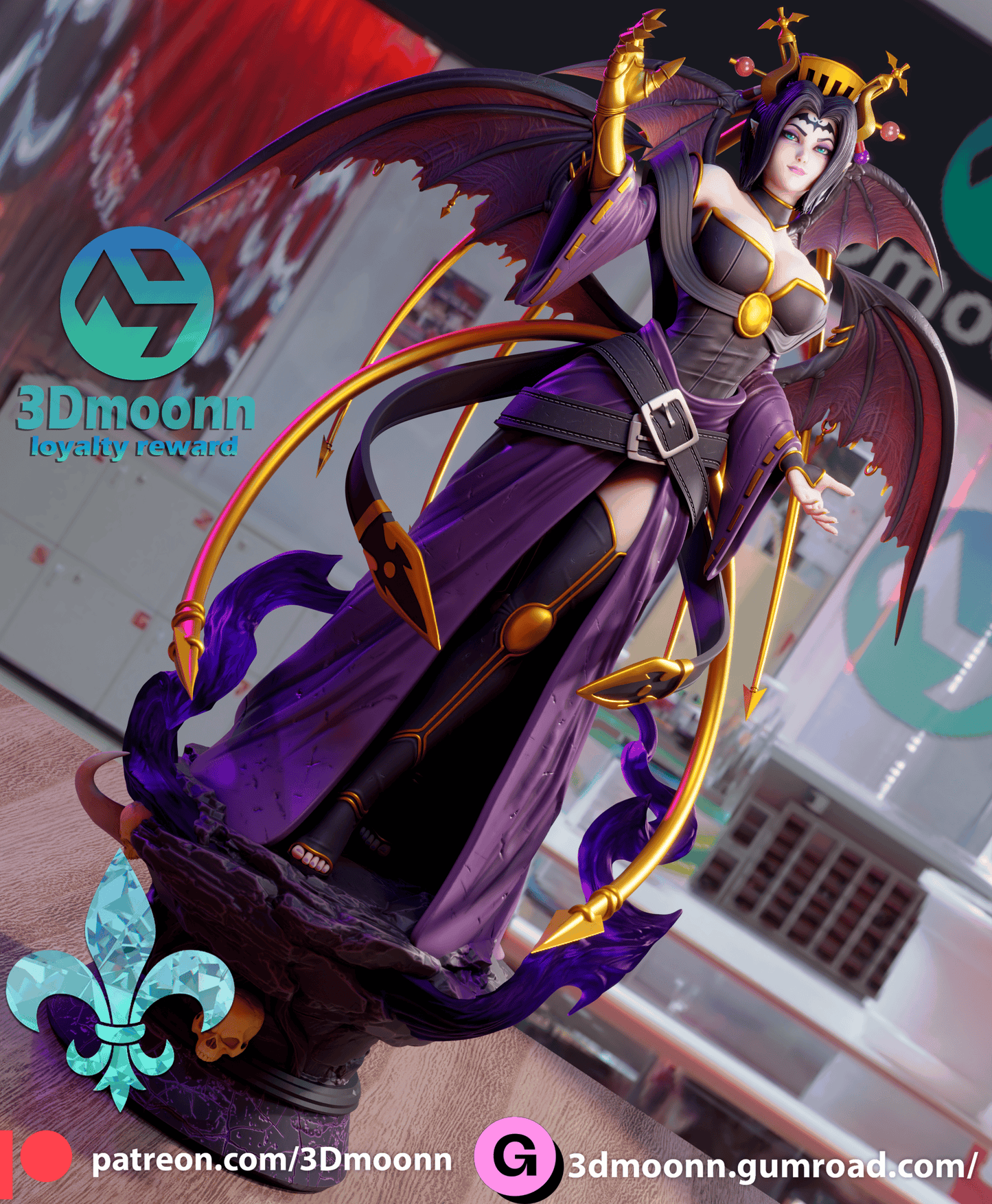 LilithMon Statuette - by 3Dmoonn Miniatures - Tabletop RPG Miniature - Roleplaying 3D Printed Fantasy Mini