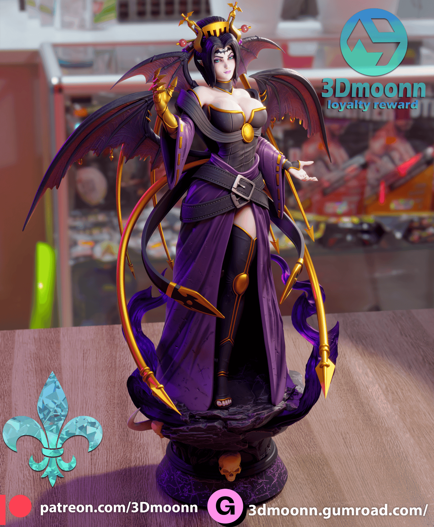 LilithMon Statuette - by 3Dmoonn Miniatures - Tabletop RPG Miniature - Roleplaying 3D Printed Fantasy Mini