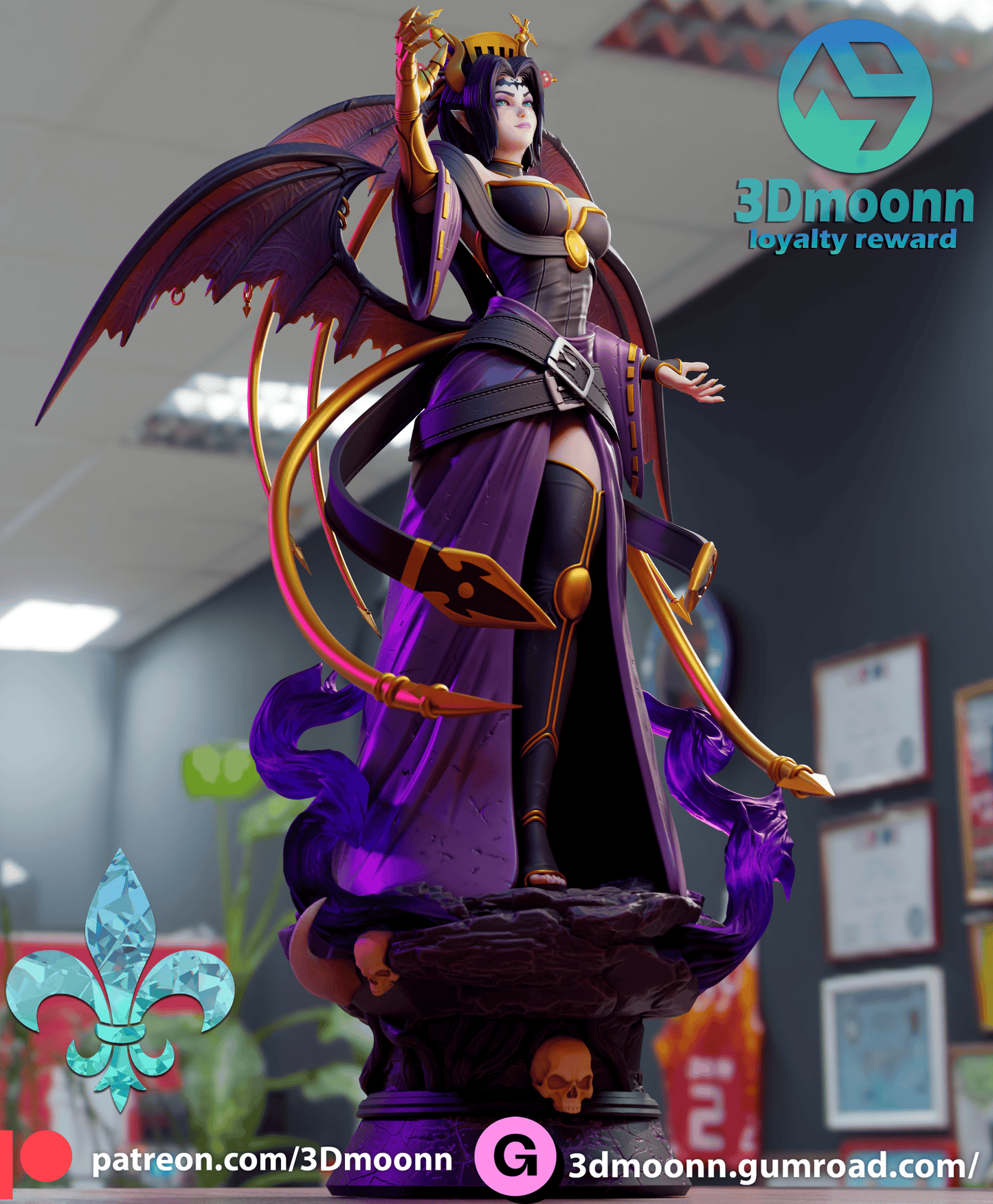 LilithMon Statuette - by 3Dmoonn Miniatures - Tabletop RPG Miniature - Roleplaying 3D Printed Fantasy Mini