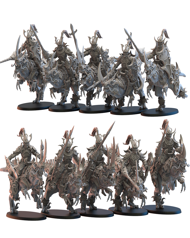 Nightfall Knights on Kyōryū (x5) - Night Elves - TTRPG - Wargaming - Dungeons and Dragons
