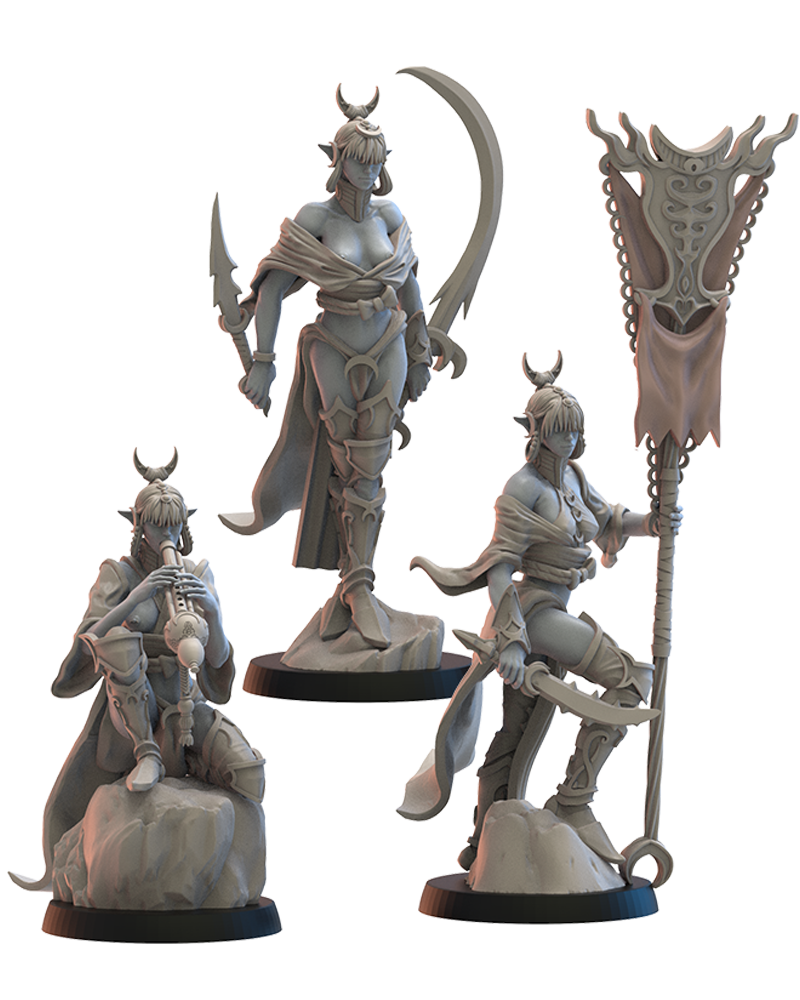 Onna Bugeisha CG (X3) Night Elves - TTRPG - Wargaming - Dungeons and Dragons