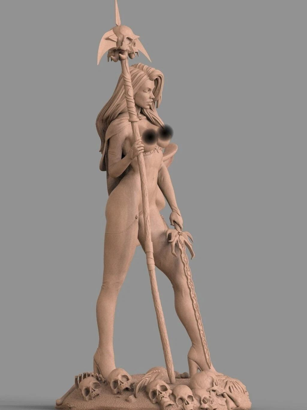 Lady Death NSFW Sculpture (300mm)/3D Printed/Unpainted/Unassembled - by CA_3DArt- Tabletop RPG Miniature - Roleplaying 3D Printed Fantasy Mini