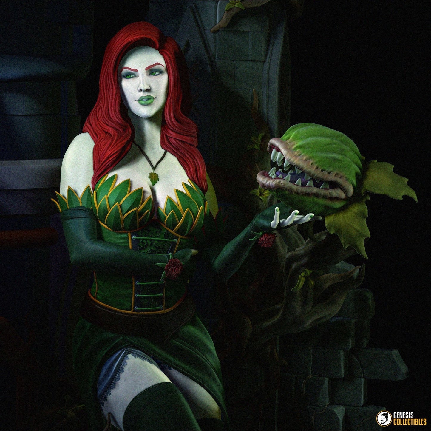 Steampunk Poison Ivy Sculpture - by C27 Collectibles - Tabletop RPG Miniature - Roleplaying 3D Printed Fantasy Mini