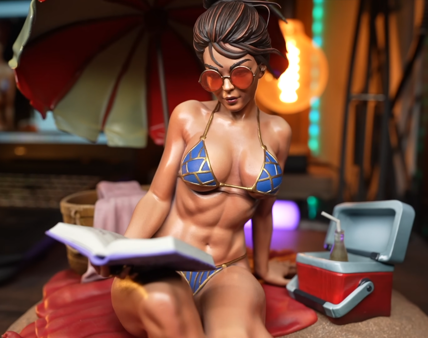Chun-Li on the Beach Sculpture (75mm to 500mm) - Unassembled/Unpainted/3D Print