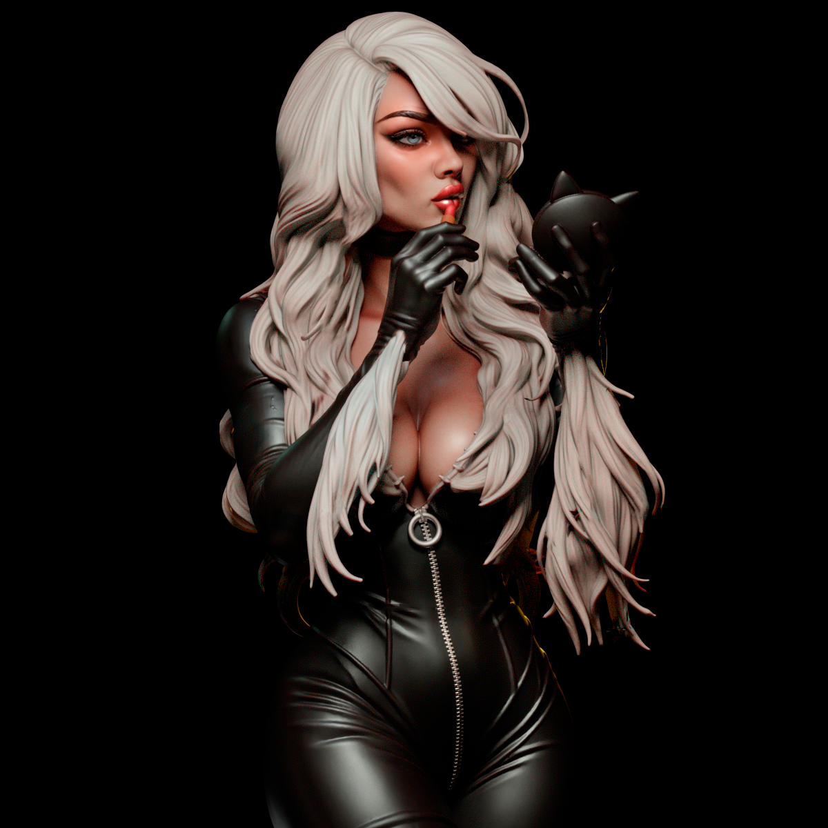 Black Cat Sculpture (75mm to 500mm) - Unassembled/Unpainted/3D Print