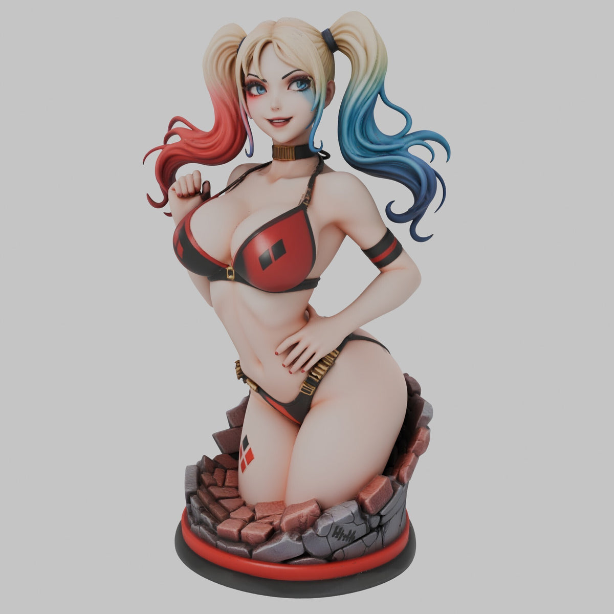 Harley Quinn pin-up Bust (75mm to 500mm) - Unassembled/Unpainted/3D Print
