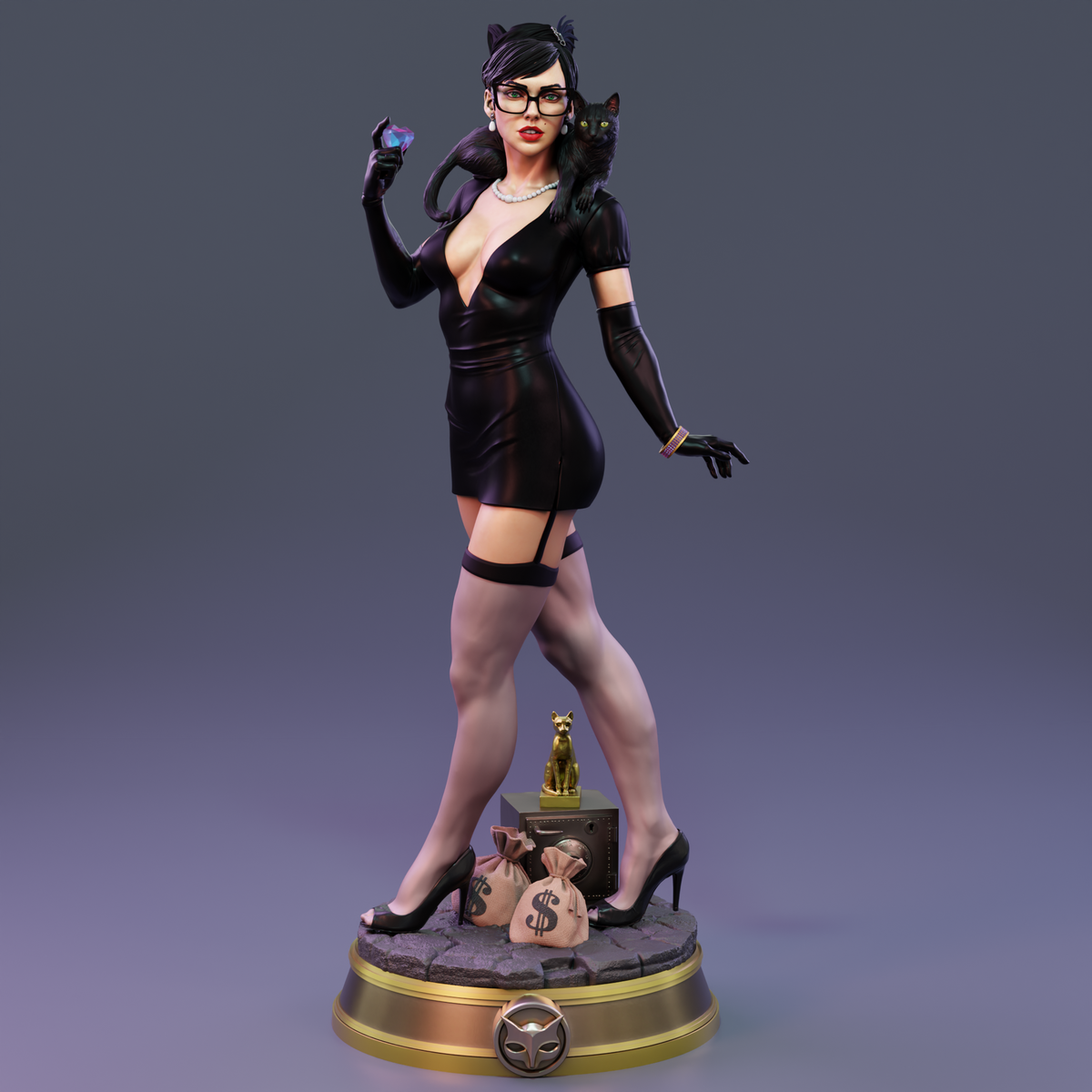 Catwoman Bombshell Sculpture (75mm to 500mm) - Unassembled/Unpainted/3D Print