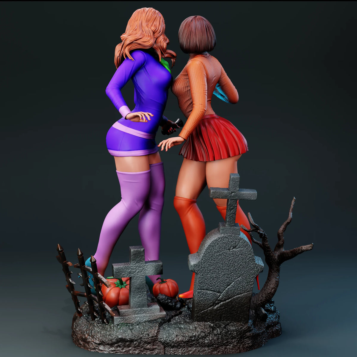 Daphne and Velma Diorama (75mm to 500mm) - Unassembled/Unpainted/3D Print