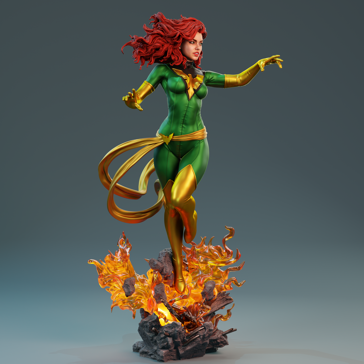 Jean Gray Phoenix Sculpture (75mm to 500mm) - Unassembled/Unpainted/3D Print