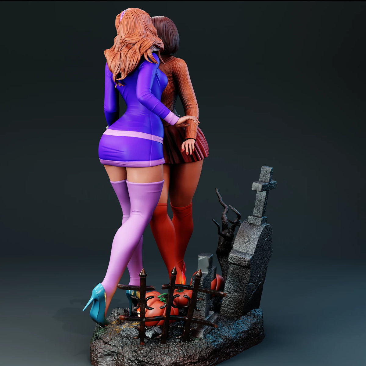 Daphne and Velma Diorama (75mm to 500mm) - Unassembled/Unpainted/3D Print