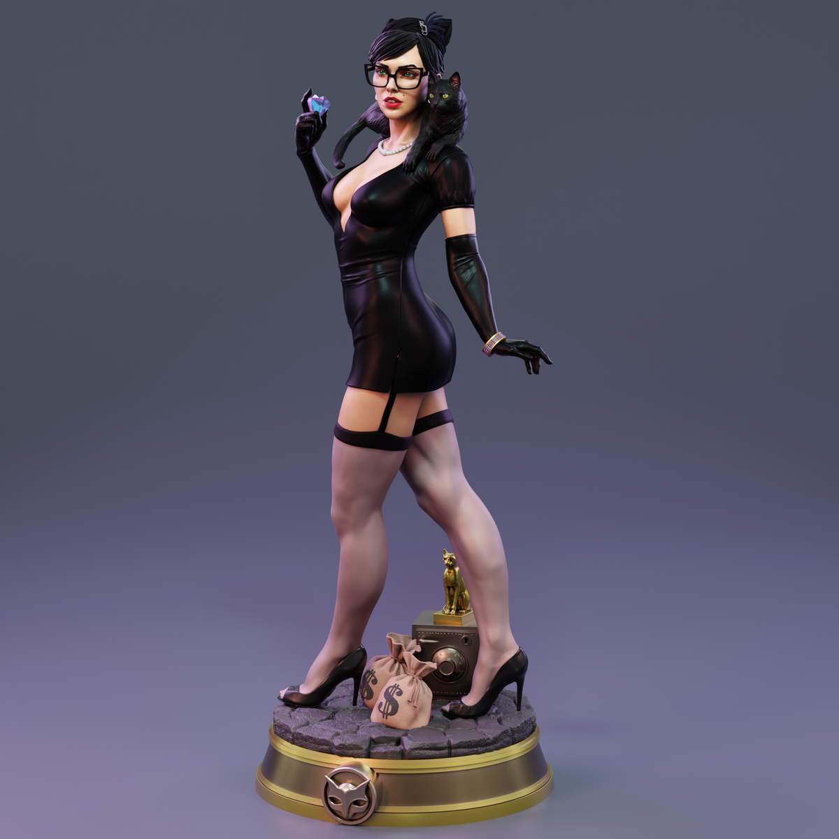 Catwoman Bombshell Sculpture (75mm to 500mm) - Unassembled/Unpainted/3D Print